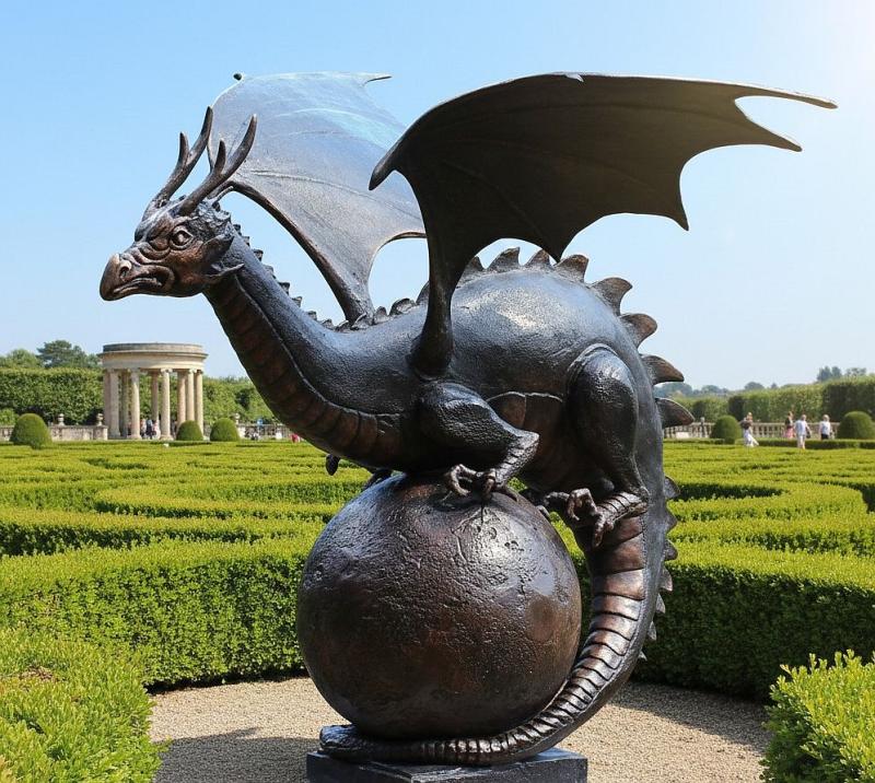 Bronze Drachen auf Kugel